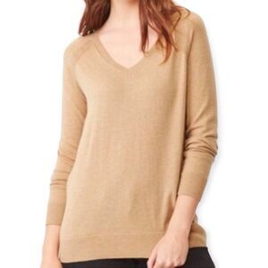 🔃Gap Extra Fine Merino Wool V Neck Tan Pullover Sweater